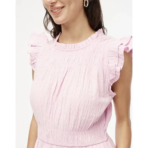 J. CREW FACTORY Gauze Flutter-sleeve Mini Dress Pink NWT - Picture 3 of 9